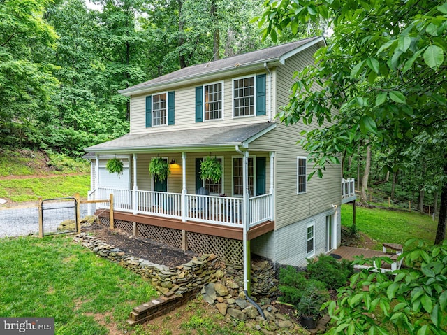 244 Marsden Heights Rd, Linden, VA 22642 - view of front of property with covered porch, a front lawn, and a gate