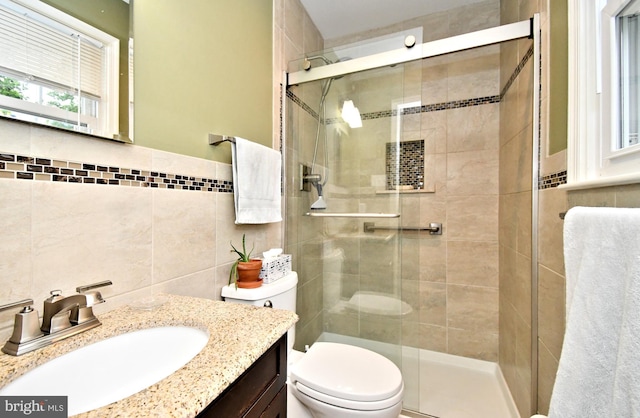 403 Grenoble Dr, Sellersville, PA 18960 - full bathroom with vanity, tile walls, and a stall shower