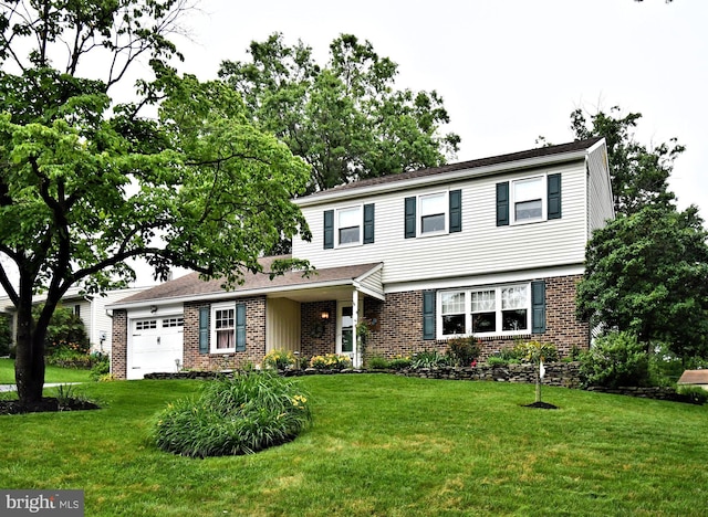403 Grenoble Dr, Sellersville, PA 18960 - view of front of property featuring brick siding, a garage, and a front lawn