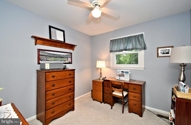 403 Grenoble Dr, Sellersville, PA 18960 - home office with light carpet and a ceiling fan