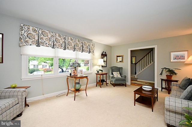 403 Grenoble Dr, Sellersville, PA 18960 - living area with light colored carpet and stairway