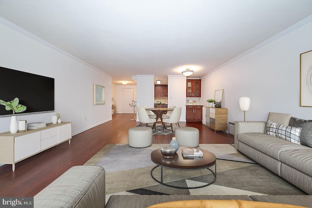 1919 Chestnut St Unit 1722, Philadelphia, PA 19103 - living room featuring ornamental molding and wood finished floors