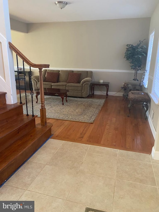 5 Sameera Ct, New Egypt, NJ 08533 - living room featuring stairway and tile patterned floors