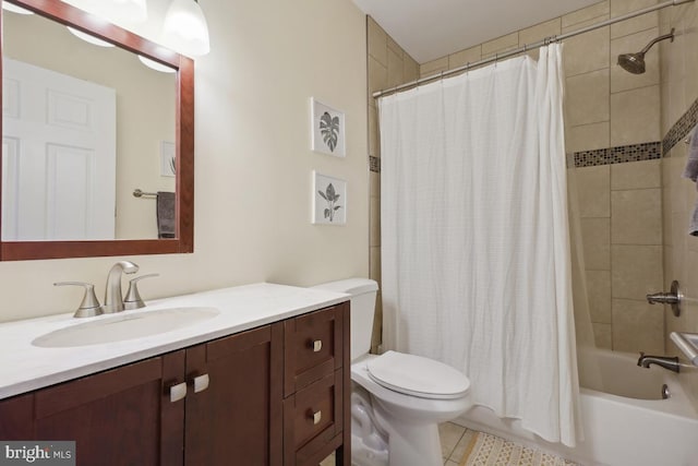 1917 H St NE, Washington, DC 20002 - bathroom featuring vanity, toilet, shower / bathtub combination with curtain, and tile patterned floors