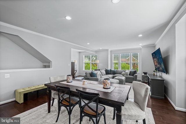 7444 Saint Margarets Blvd Unit A, Hanover, MD 21076 - dining space featuring wood finished floors, crown molding, and recessed lighting