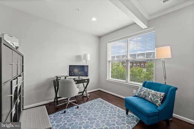 7444 Saint Margarets Blvd Unit A, Hanover, MD 21076 - home office featuring wood finished floors, crown molding, and recessed lighting