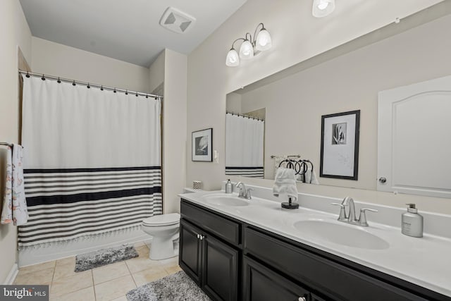 7444 Saint Margarets Blvd Unit A, Hanover, MD 21076 - full bathroom with double vanity, tile patterned flooring, and a shower with shower curtain