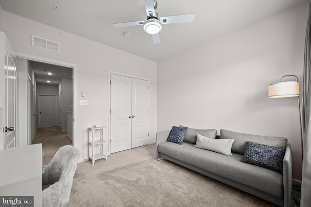 7444 Saint Margarets Blvd Unit A, Hanover, MD 21076 - carpeted living room with ceiling fan and baseboards