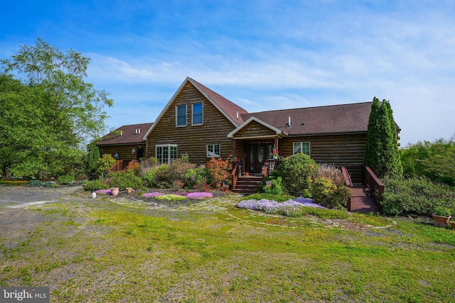 7600 Pohopoco Dr, Kunkletown, PA 18058 - log cabin with log siding and a front yard