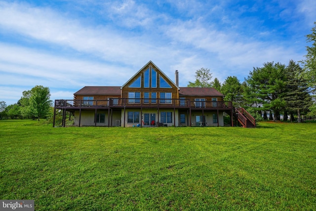 7600 Pohopoco Dr, Kunkletown, PA 18058 - rear view of property with a wooden deck, a yard, and stairs