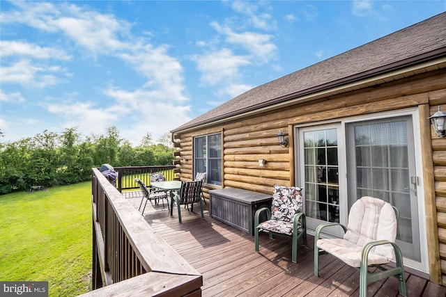 7600 Pohopoco Dr, Kunkletown, PA 18058 - wooden terrace featuring a yard and outdoor dining space