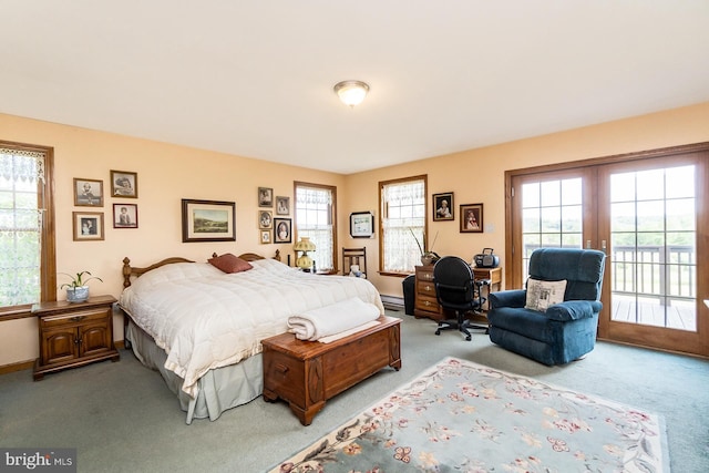 7600 Pohopoco Dr, Kunkletown, PA 18058 - bedroom featuring carpet flooring, french doors, access to outside, and baseboards