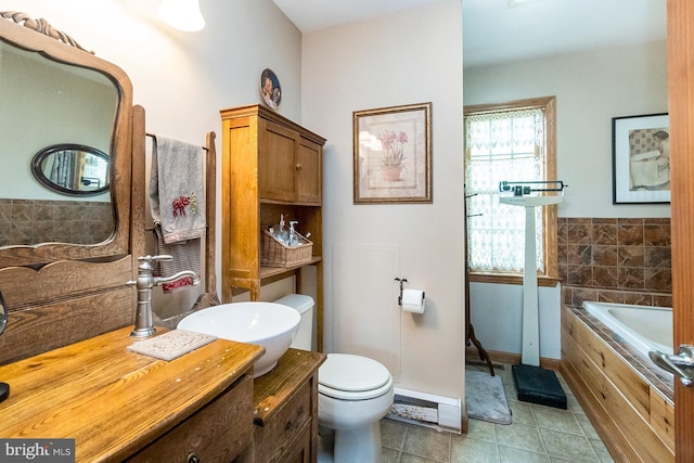 7600 Pohopoco Dr, Kunkletown, PA 18058 - full bath featuring a garden tub, vanity, toilet, and tile patterned floors