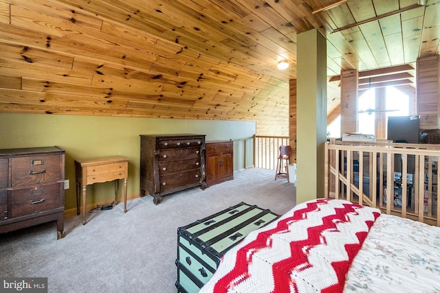 7600 Pohopoco Dr, Kunkletown, PA 18058 - carpeted bedroom with wooden ceiling and vaulted ceiling