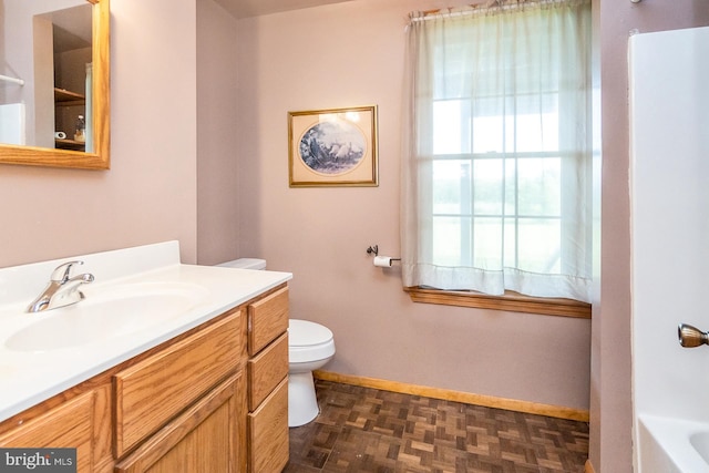 7600 Pohopoco Dr, Kunkletown, PA 18058 - full bath with toilet, vanity, a tub to relax in, baseboards, and a shower
