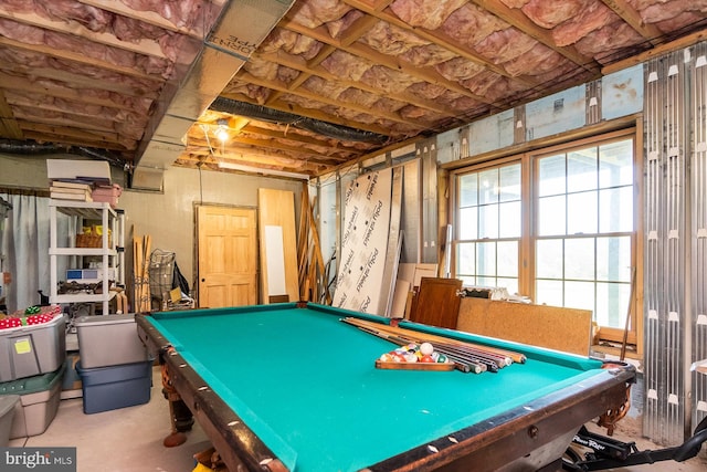7600 Pohopoco Dr, Kunkletown, PA 18058 - rec room with billiards table and concrete floors