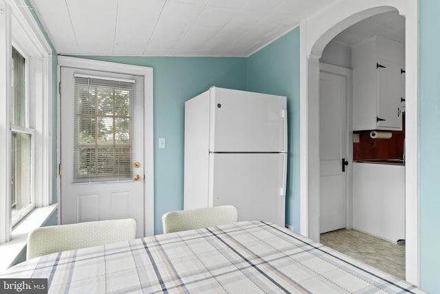 229 E Canal St, Hershey, PA 17033 - kitchen featuring freestanding refrigerator and arched walkways
