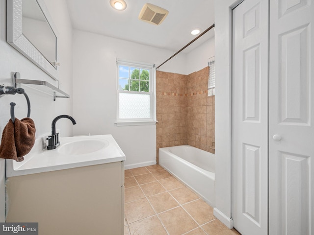 408 Summit Ave, Fort Washington, PA 19034 - bathroom featuring vanity, tile patterned floors, tub / shower combination, a closet, and recessed lighting