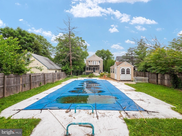 408 Summit Ave, Fort Washington, PA 19034 - view of pool featuring a fenced backyard, an outbuilding, and a patio