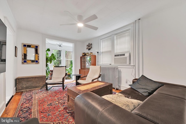 1622 Delaware Ave, Wyomissing, PA 19610 - living area featuring radiator, ceiling fan, light wood-style flooring, and cooling unit