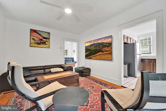 1622 Delaware Ave, Wyomissing, PA 19610 - living area with wood finished floors and a ceiling fan