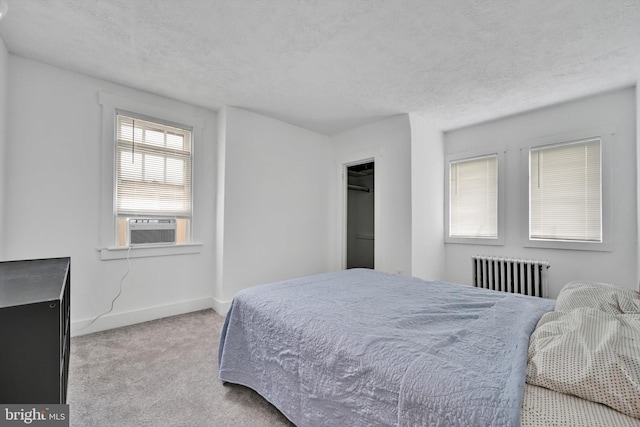 1622 Delaware Ave, Wyomissing, PA 19610 - carpeted bedroom with radiator, cooling unit, and a textured ceiling