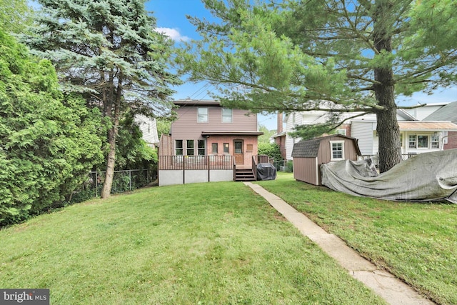 1622 Delaware Ave, Wyomissing, PA 19610 - rear view of house with a storage unit and a wooden deck