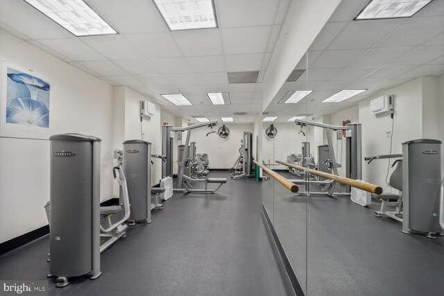 4201 Cathedral Ave NW Unit 303E, Washington, DC 20016 - workout area featuring a paneled ceiling