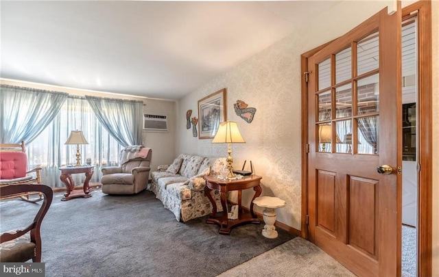 3324 Golf Course Rd, Allentown, PA 18104 - carpeted living area with a wall mounted AC and baseboards