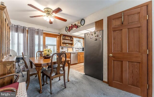 3324 Golf Course Rd, Allentown, PA 18104 - dining room featuring a ceiling fan and light colored carpet