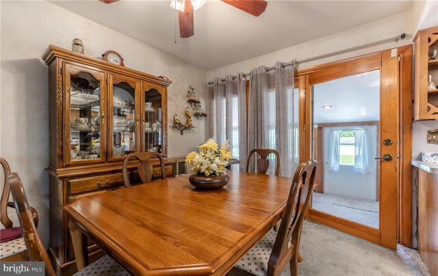 3324 Golf Course Rd, Allentown, PA 18104 - dining room featuring ceiling fan and light colored carpet