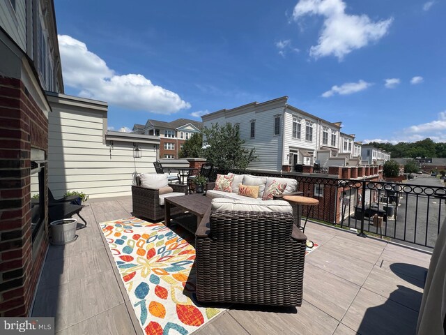 13755 Tides St, Woodbridge, VA 22191 - wooden deck with an outdoor hangout area and a residential view