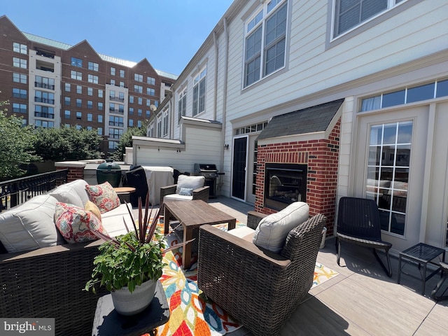 13755 Tides St, Woodbridge, VA 22191 - deck featuring an outdoor living space with a fireplace and area for grilling