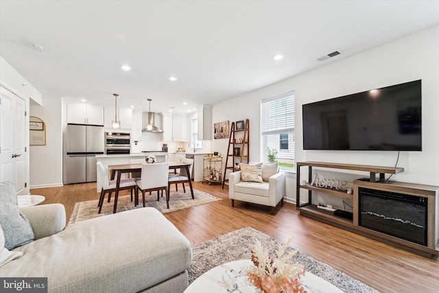 512 S Media Way, Media, PA 19063 - living room featuring light wood finished floors and recessed lighting