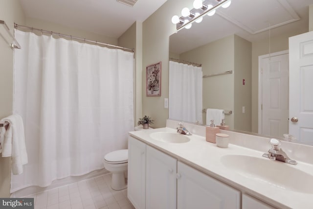 213 Casper Way, Middletown, DE 19709 - full bath featuring double vanity, tile patterned floors, and curtained shower