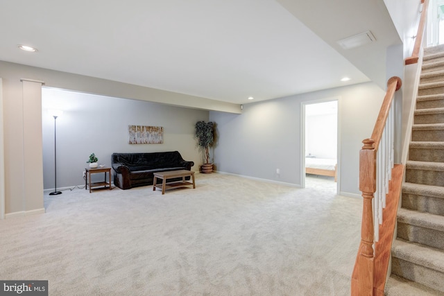 213 Casper Way, Middletown, DE 19709 - living area featuring stairway, recessed lighting, and carpet floors