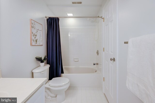 213 Casper Way, Middletown, DE 19709 - bathroom with vanity, shower / bathtub combination with curtain, and tile patterned floors