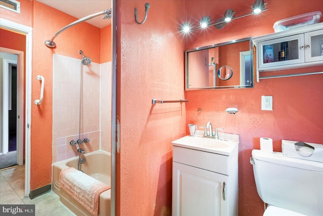 8413 Hallmark Cir, Baltimore, MD 21234 - full bath featuring vanity, washtub / shower combination, a textured wall, and tile patterned flooring