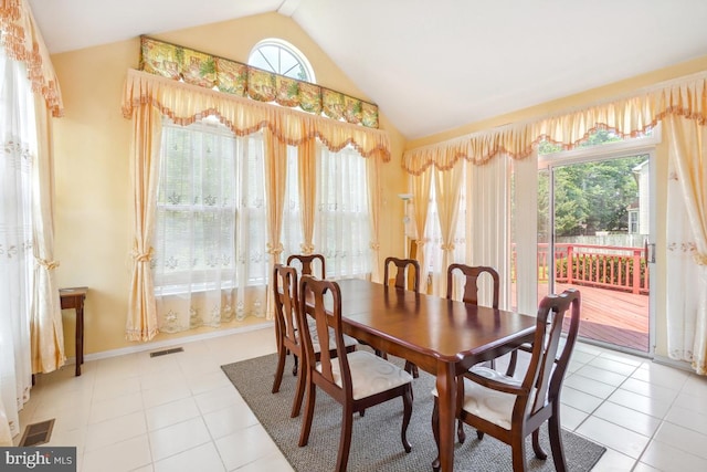 2363 Ashford Dr, Waldorf, MD 20603 - dining area featuring vaulted ceiling and light tile patterned floors