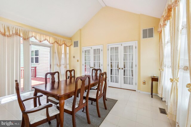 2363 Ashford Dr, Waldorf, MD 20603 - dining space featuring french doors and high vaulted ceiling
