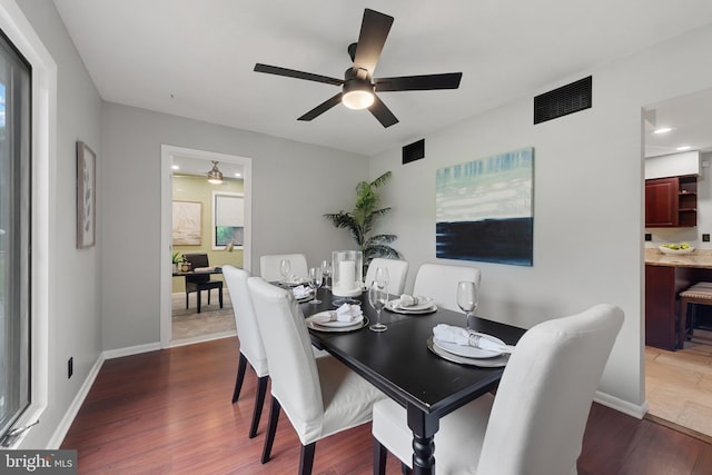 602 Sweet Brush Ct, Severna Park, MD 21146 - dining area with ceiling fan, wood finished floors, and recessed lighting
