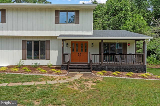 602 Sweet Brush Ct, Severna Park, MD 21146 - view of front of property featuring a front lawn, covered porch, and roof with shingles