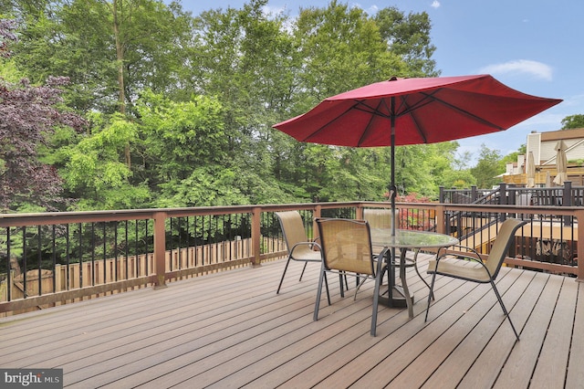 6430 Wishbone Ter, Cabin John, MD 20818 - wooden terrace with outdoor dining space