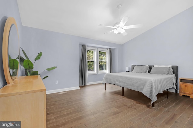 6430 Wishbone Ter, Cabin John, MD 20818 - bedroom with wood finished floors, lofted ceiling, and ceiling fan