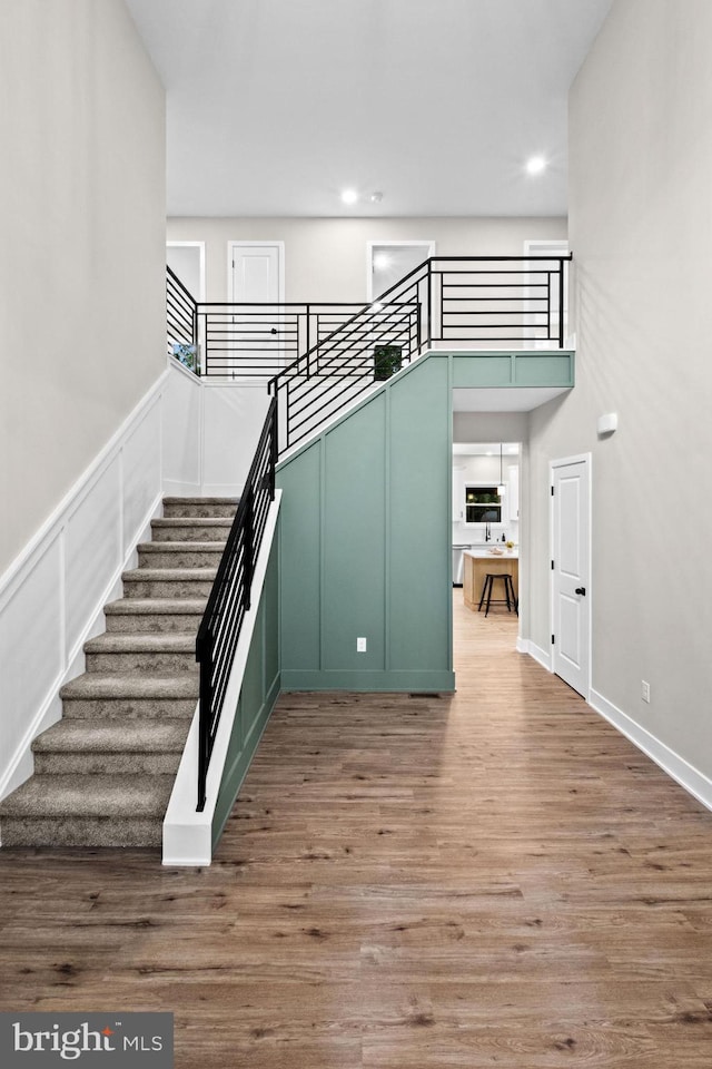 2725 S Sunset Ave, Williamstown, NJ 08094 - stairway featuring wood finished floors and recessed lighting
