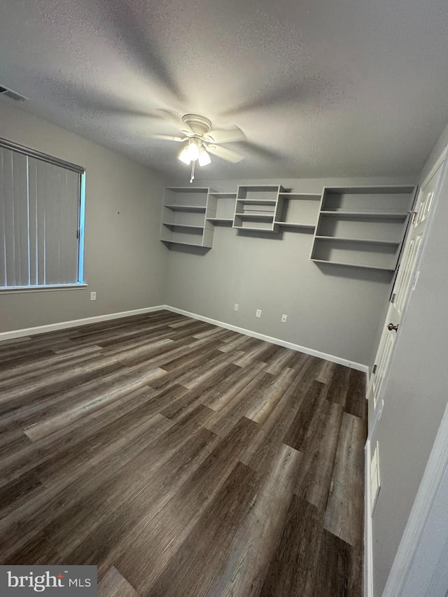 225 Barclay Ct, West Deptford, NJ 08051 - unfurnished bedroom featuring dark wood-style flooring, a textured ceiling, baseboards, and ceiling fan