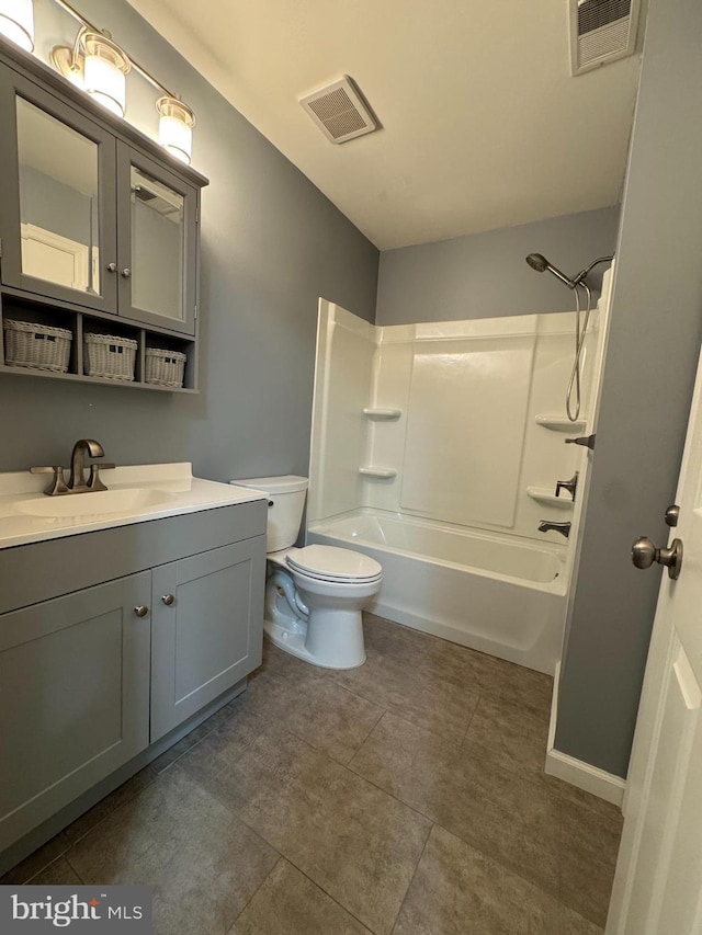 225 Barclay Ct, West Deptford, NJ 08051 - full bathroom with vanity, toilet, shower / bathtub combination, and tile patterned flooring