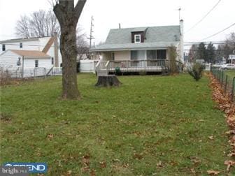 fenced backyard featuring a wooden deck