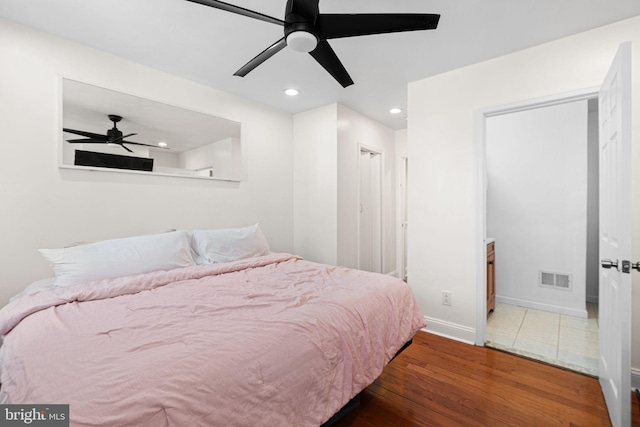 1228 S 22nd St, Philadelphia, PA 19146 - bedroom featuring wood finished floors, recessed lighting, and ceiling fan