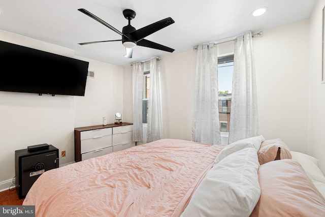 1228 S 22nd St, Philadelphia, PA 19146 - bedroom with wood finished floors, recessed lighting, and a ceiling fan